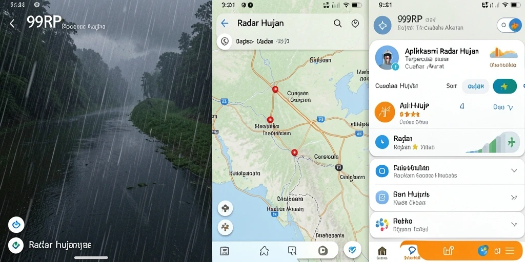 Tampilan antarmuka aplikasi Radar Hujan 99RP yang jelas dan informatif.