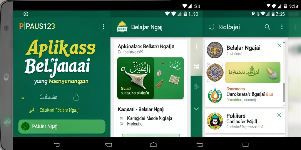 Tampilan antarmuka utama PAUS123 untuk belajar ngaji.