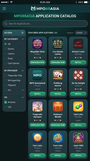 Tampilan katalog aplikasi mpo88asia